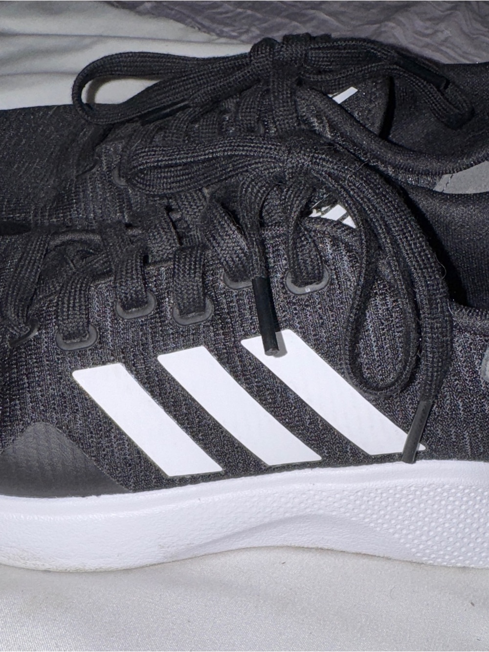 adidas Black Knit Athletic Sneakers with White Three Stripes